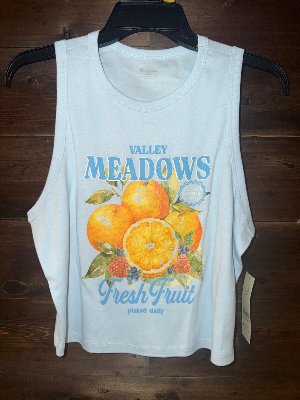 No Boundaries White Tank Top with Orange Fruit Graphic